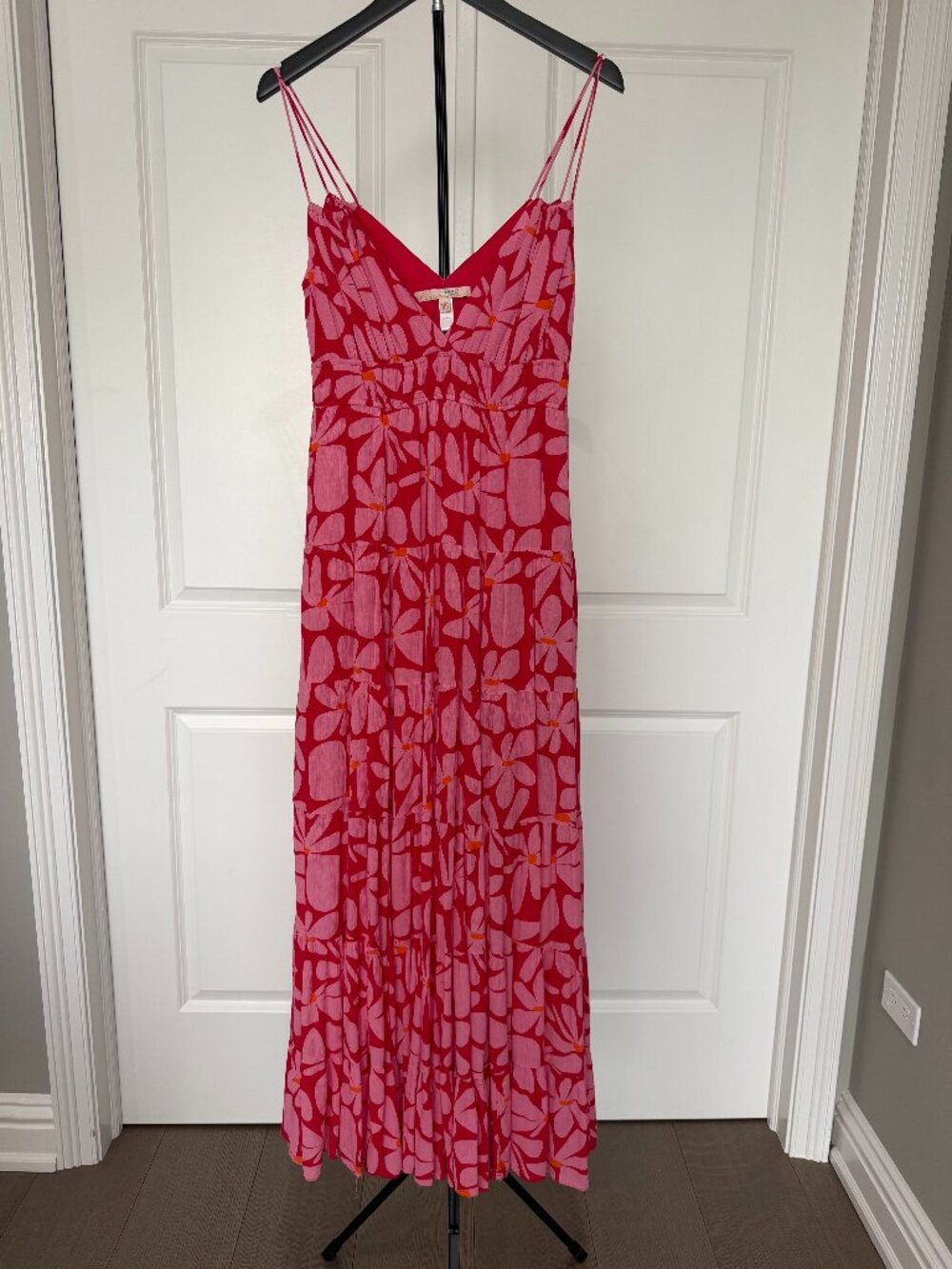 Hutch Red Pink Floral Tiered Maxi Dress XS